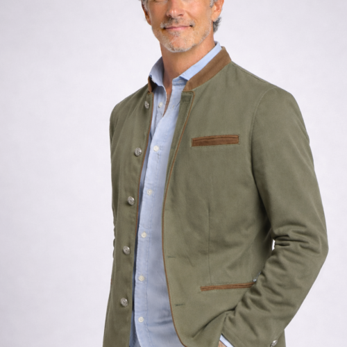 Chaqueta Austriaca Verde Ante Marrón